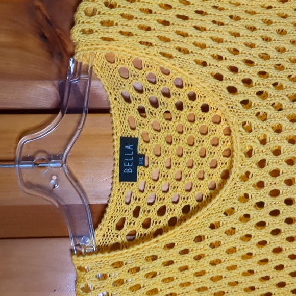 BELLA* size XXL open work crochet sweater long sleeve knit hem/cuff/neck - Picture 7 of 8